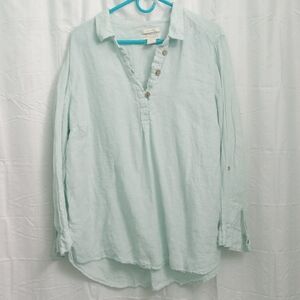 Cynthia Rowley Light Green Linen Button-Up Tunic